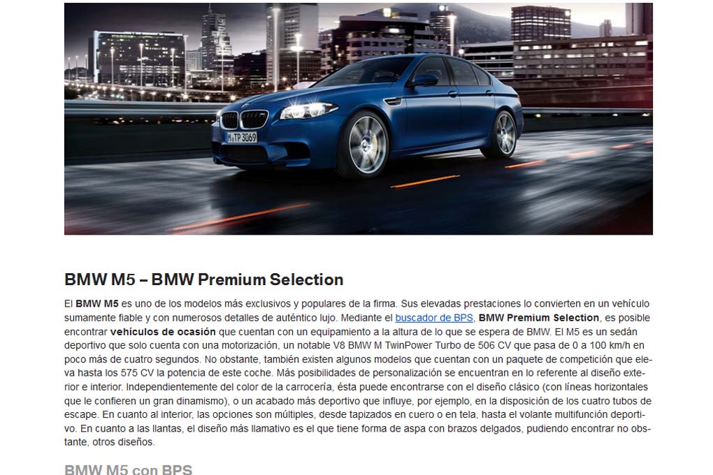 Pantalla de BMW Premium Selection