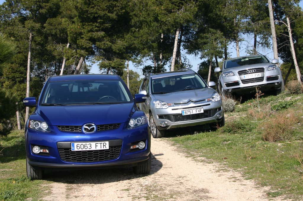 comparativa todocaminos Mazda CX7, Audi Q7 y C-Crosser