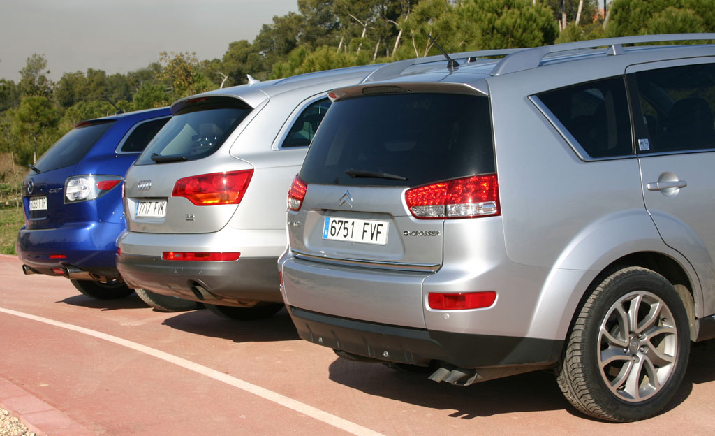 comparativa todocaminos Mazda CX7, Audi Q7 y C-Crosser