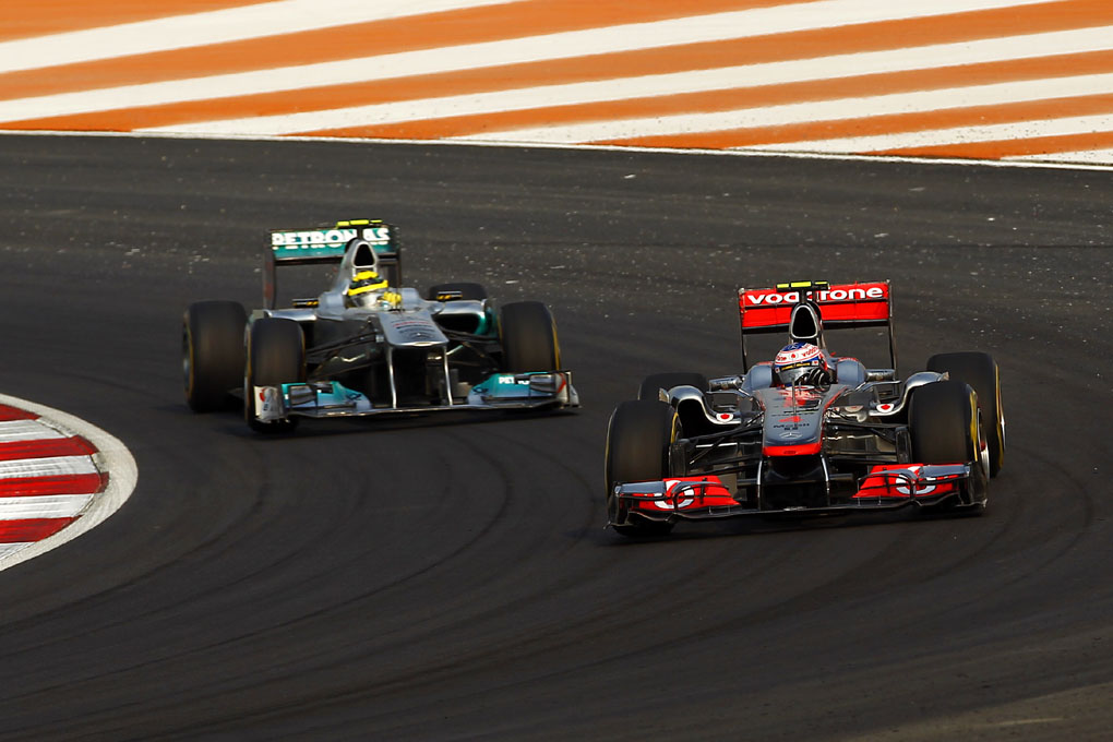 Jenson Button y Nico Rosberg en el GP India 2011