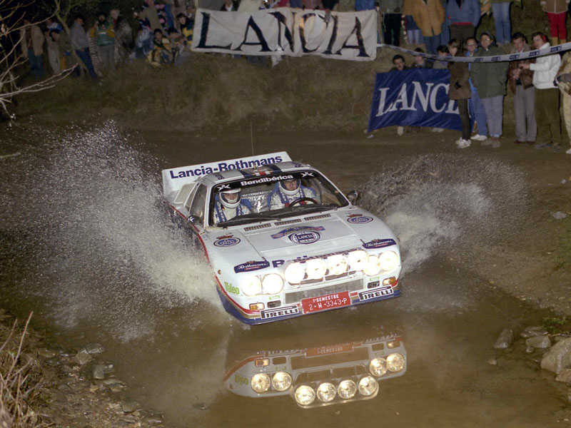 Salvador Servia con el Lancia 037 en el Rallye Costa Brava de 1985